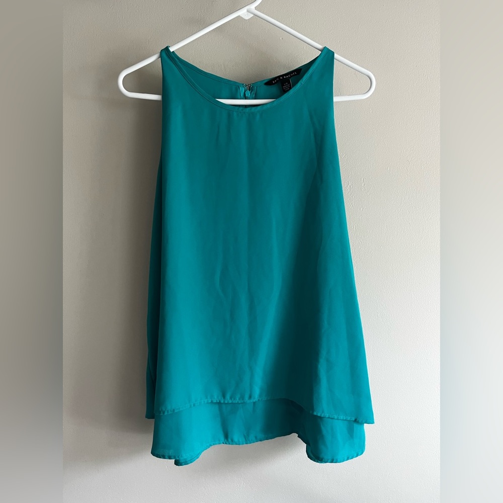 Zac & Rachel Teal Halter top style tank top with draped back Size Large